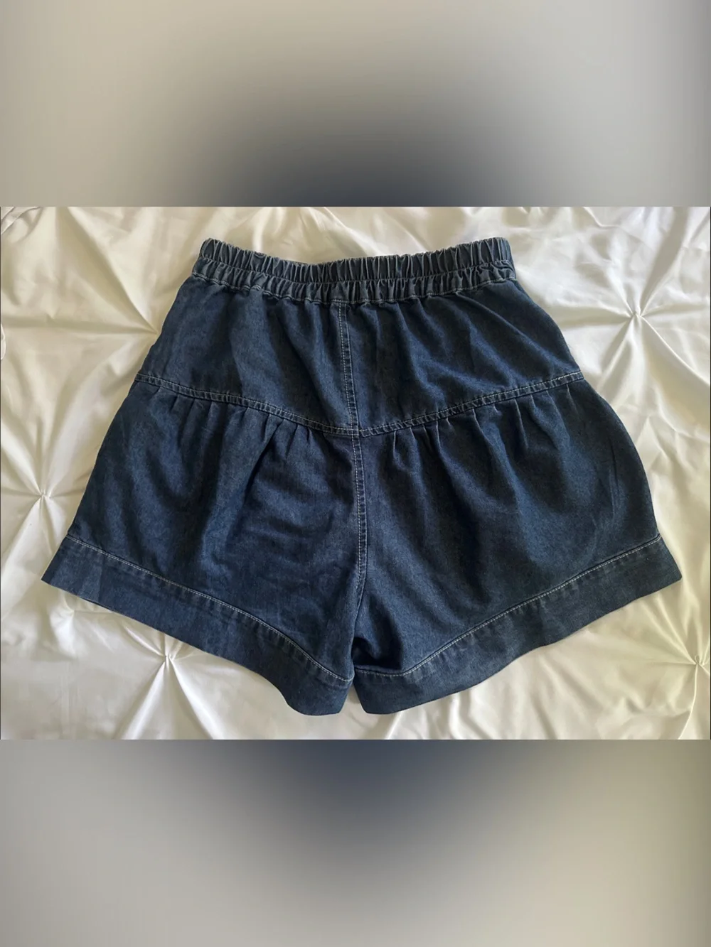 Free People Blue Denim Tiered Button-Front Shorts Size Small